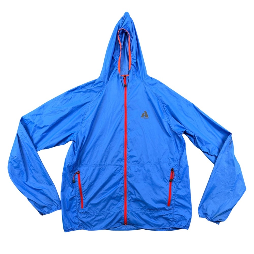 Eddie Bauer First Ascent Whittaker Windbreaker Jacket Mens Large Hooded Blue